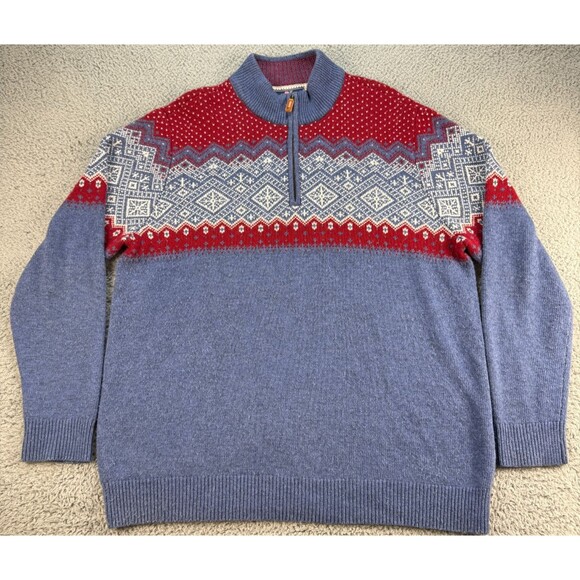 Vineyard Vines Other - Vineyard Vines Fair Isle 1/4 Zip Sweater Mens XL Blue Merino Wool Alpaca Blend